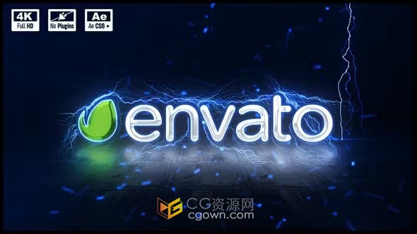 快速闪电冲击雷电标志动画-AE模板