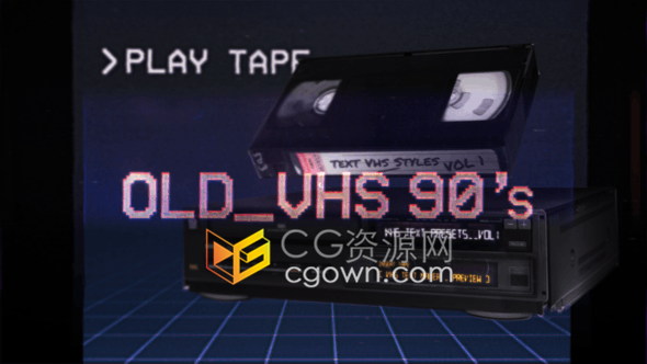 AE模板20个VHS故障文本动画预设故障复古旧电视视频字幕效果