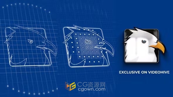 建筑工程公司网格素描草图品牌LOGO动画-AE模板