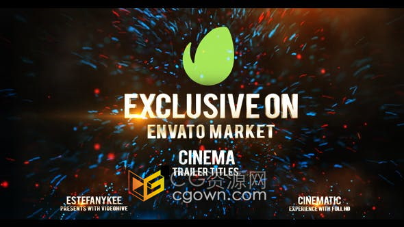 AE模板-粒子特效标题动画电影预告片头视频Cinema Particle Trailer Titles