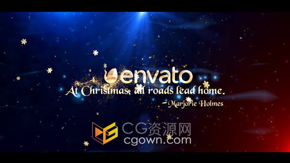 AE模板-金色魔术粒子动画圣诞节问候开场介绍视频片头