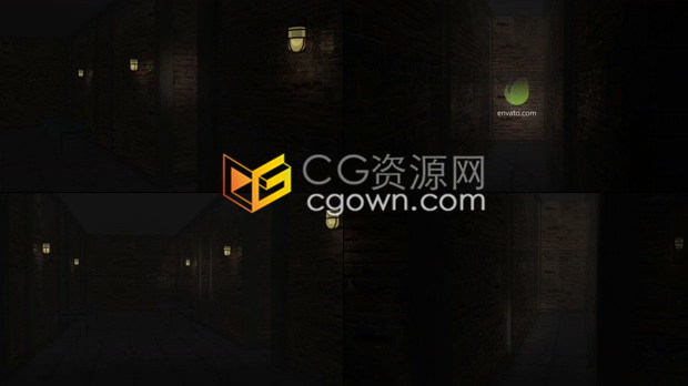 AE模板恐怖砖块走廊手电筒地牢黑暗隧道恐怖视频片头像鬼吹灯风格