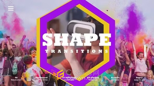 20个独特的霓虹形状过渡过渡遮罩转场效果-AE模板