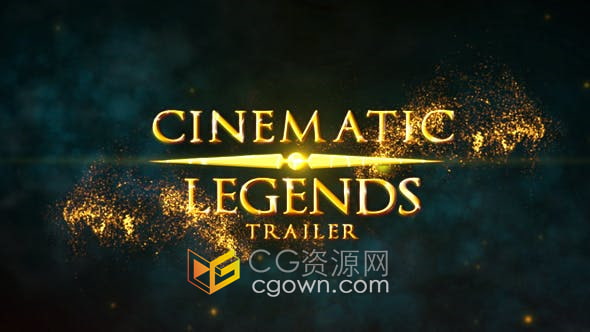 AE模板-传奇电影预告片黄色粒子特效宣传标题动画视频