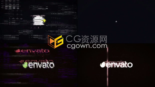 AE模板数字失真信号损坏像素画面故障干扰logo标志片头特效