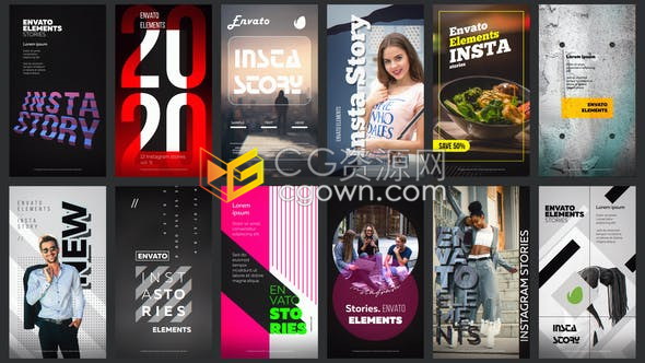 12组社交媒体商业营销网站程序宣传广告垂直视频海报包装展示