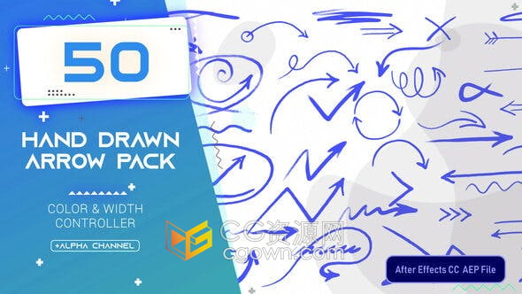 AE模板-50种手绘动画箭头元素视频素材制作工程