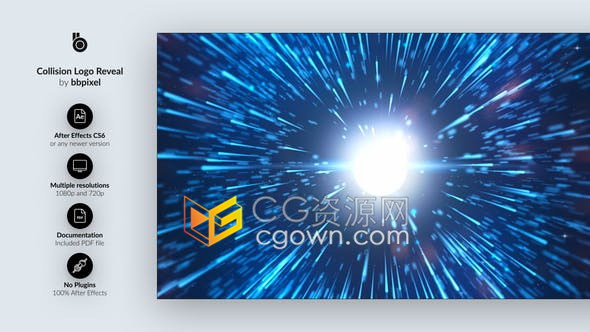 AE模板光线飞行物体碰撞能量冲击波粒子标志揭示电影片头太空天文学节目开场白