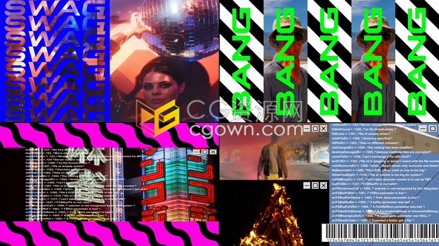 AE模板复古操作系统蓝屏数字失真信号损坏时尚怪异故障效果开场动画