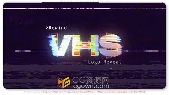 VHS磁带故障动画LOGO视频片头4K分辨率-AE模板