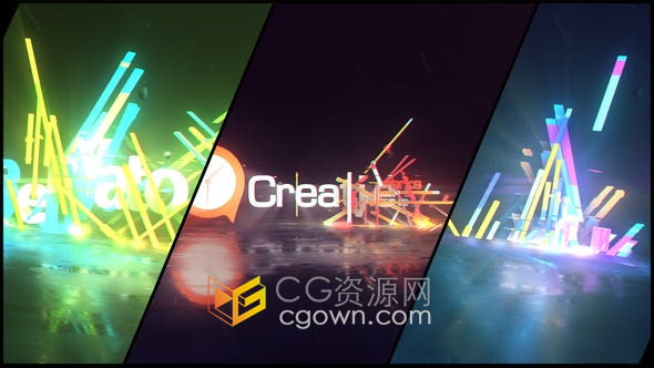 AE模板-抽象线条发光特效舞曲视频片头Lines Dubstep Logo