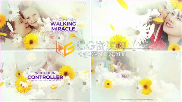 AE模板-浪漫温馨美丽鲜花节日问候快乐假期女性养生美容宣传视频包装展示