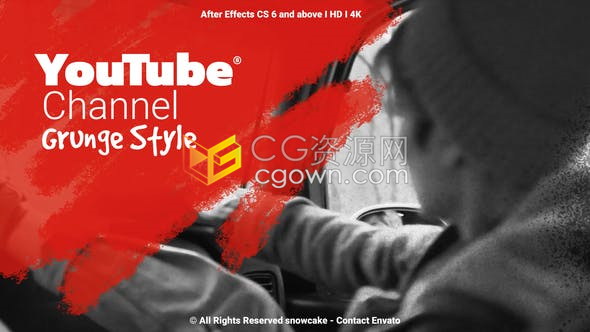 AE模板-4K摇滚邋遢风格涂鸦手绘色彩Grunge元素社交频道视频介绍