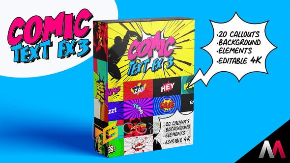 AE模板-20组卡通漫画综艺节目气泡文字对话框视频字幕动画