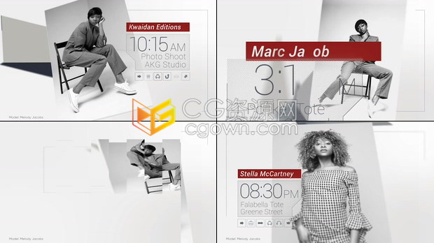 AE模板-黑白优雅时装促销时装周模特海报活动简练时尚作品包装展示
