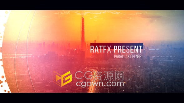 AE模板-故障闪烁图形遮罩视差效果城市旅行企业宣传包装片头