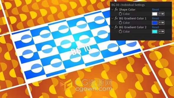 各种隐藏蒙版和几何图形展示10 个抽象动画图案背景-AE模板