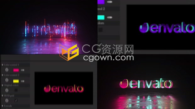 AE模板-网络科技电影数字故障朋克风霓虹灯LOGO动画