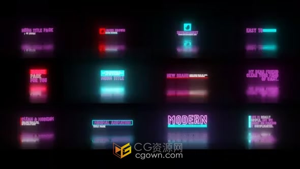 AE模板-时尚优雅霓虹灯动画标题适合时装表演商业广告采访活动
