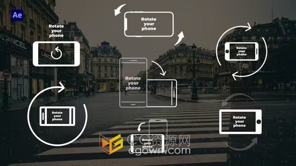 AE模板-手机屏幕旋转动画TikTok社交媒体视频演示元素