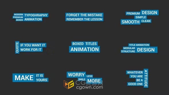 9个带阴影底色的3d动力学排版动画标题-AE模板