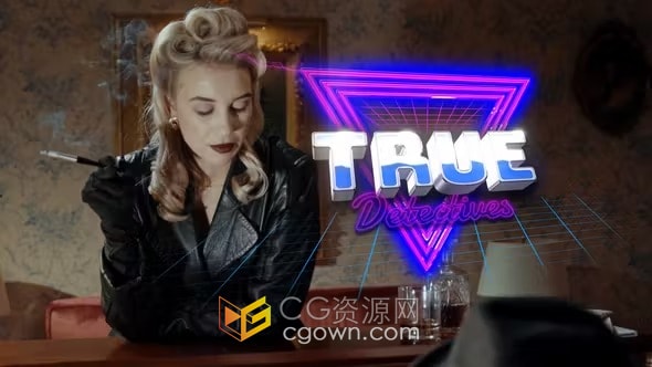 80年代复古霓虹灯开场片头文字标题动画-AE模板