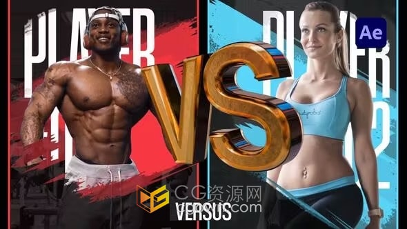体育运动比赛VS对战动感十足开场视频-AE模板