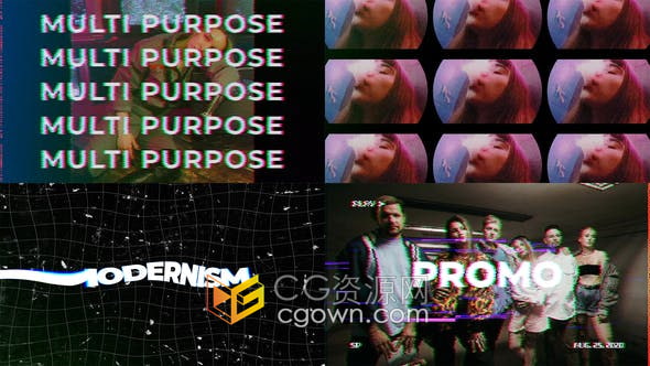 AE模板-80年代VHS故障创意时尚现代幻灯片开场视频片头