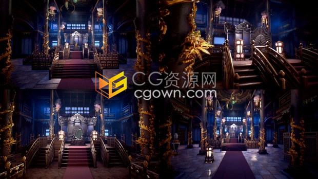 AE模板史诗金属专业质感皇宫场景游戏电影开场权力宝座王者标志logo片头