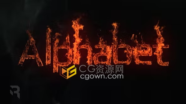 火焰燃烧字母(A~Z)与数字(0-9)特效元素AE模板