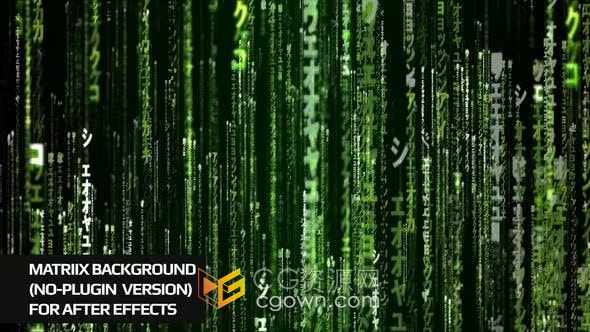 绿色矩阵数字背景动画4K分辨率-AE模板