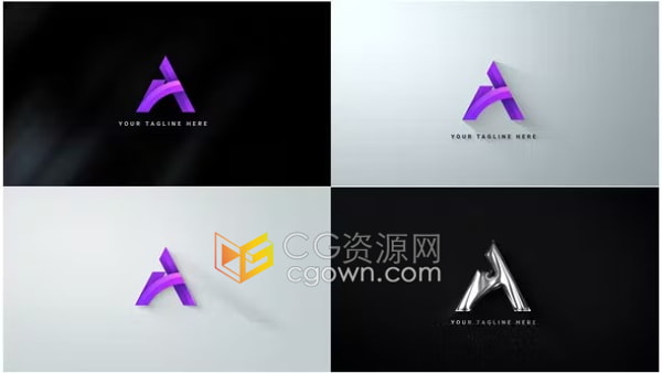 AE模板-四种简单大气商业公司企业标志LOGO动画