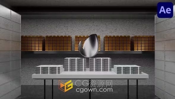银行金库金融财产保险箱3D场景视频片头-AE模板