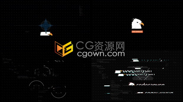 PR预设/AE模板-信号干扰科技感抽象故障效果标志显示LOGO片头