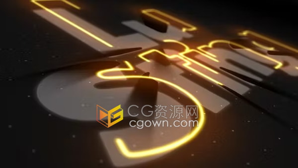 AE模板-霓虹灯描边标志显示高科技发光LOGO片头
