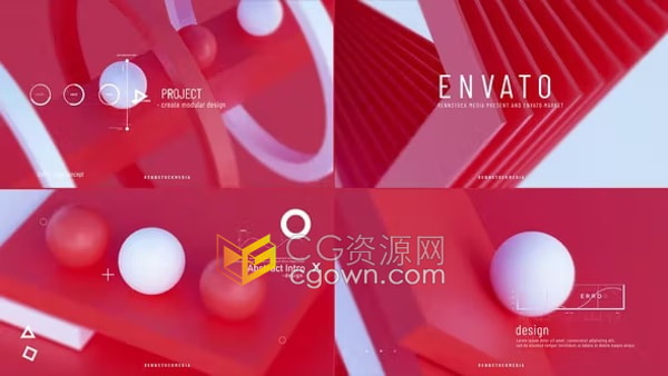 AE模板-三维抽象场景简约片头Object Abstract 3d Intro