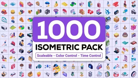 1000+ Isometric Icons 一千多个等距图标动画效果AE模板