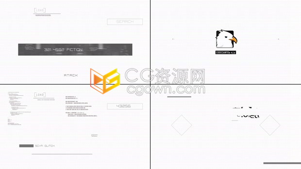 AE模板-现代高科技信息技术Sci-Fi Glitch故障标志LOGO片头