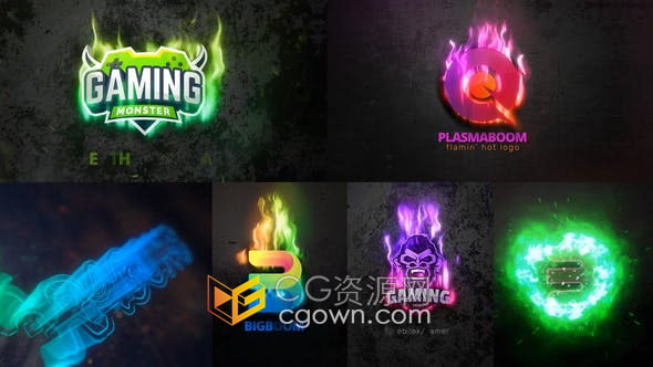 AE模板-史诗流光火焰爆炸动作电影游戏玩家LOGO视频片头