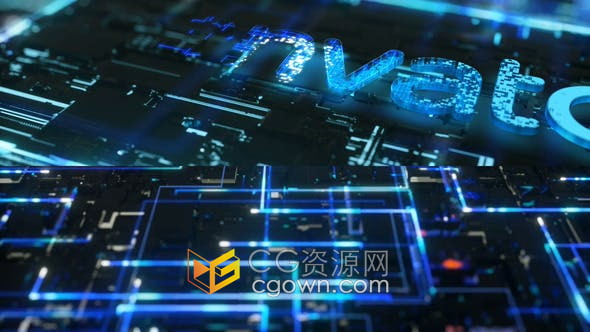 AE模板-计算机CPU处理数据高科技信息图线条未来派视频片头