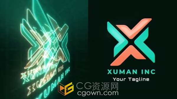 LOGO边缘发光霓虹灯线条科技感视频片头AE模板