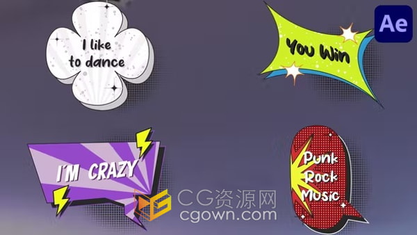 Motion Titles 16组卡通语音气泡风格视频字幕动画AE模板