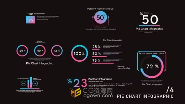 8个饼图信息图表动画-免费AE模板下载