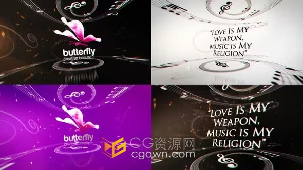 AE模板-优雅音符LOGO动画艺术音乐庆典活动视频开场