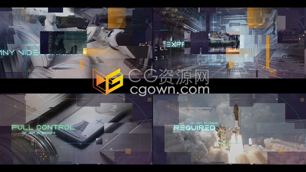 PR与AE模板高科技元素视差效果现代技术公司宣传视频制作