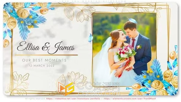I Love You Wedding甜蜜回忆婚礼视频专辑照片相册AE模板