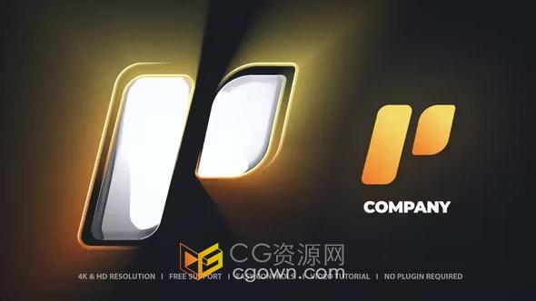 AE模板-明亮光效描边干净光泽感企业LOGO动画