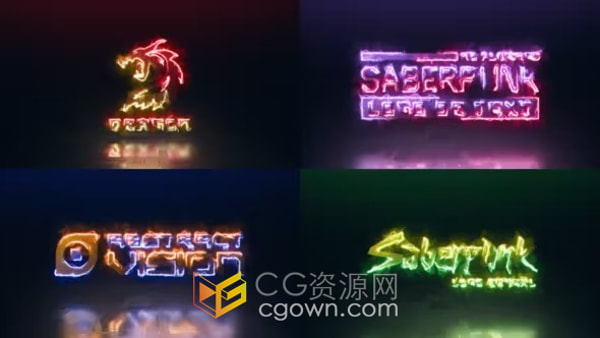 毛刺故障赛博朋克发光LOGO动画视频AE模板