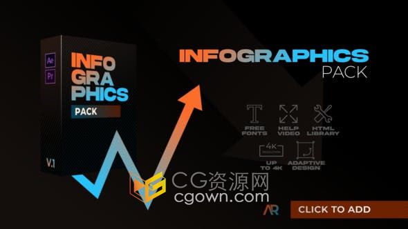 AE模板-24个社交媒体营销企业演示信息图表场景饼图条形图波浪金字塔计数器