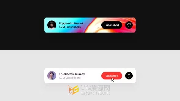 鼠标光标和手形光标点击社交媒体关注订阅按钮提示-AE模板